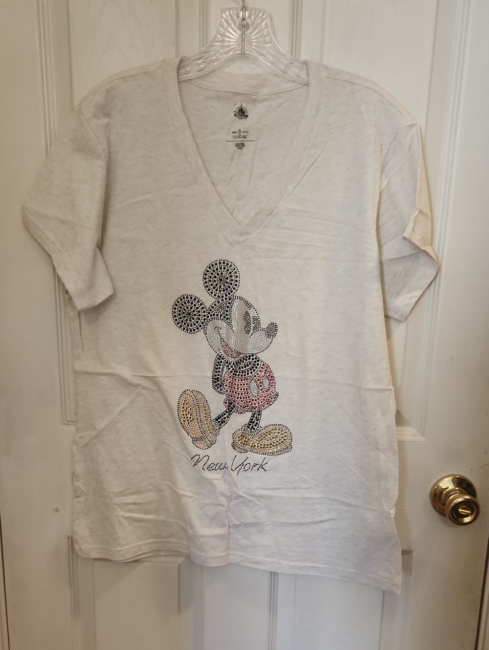 Disney White Logo Tag Tee with Castle Print